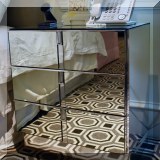 F54. Pair of mirrored 3 drawer nightstands. 27.5”h x 25”d x 17”d 
